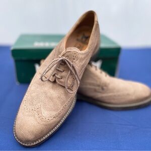 Mephisto Geffray Taupe Suede Wing Tip Suede Oxford
